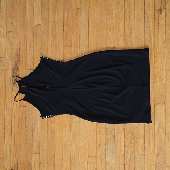 City Studio Black Halter Neck Sleeveless Back Zip Sheath Bead Accents Size 3 - Picture 9 of 11